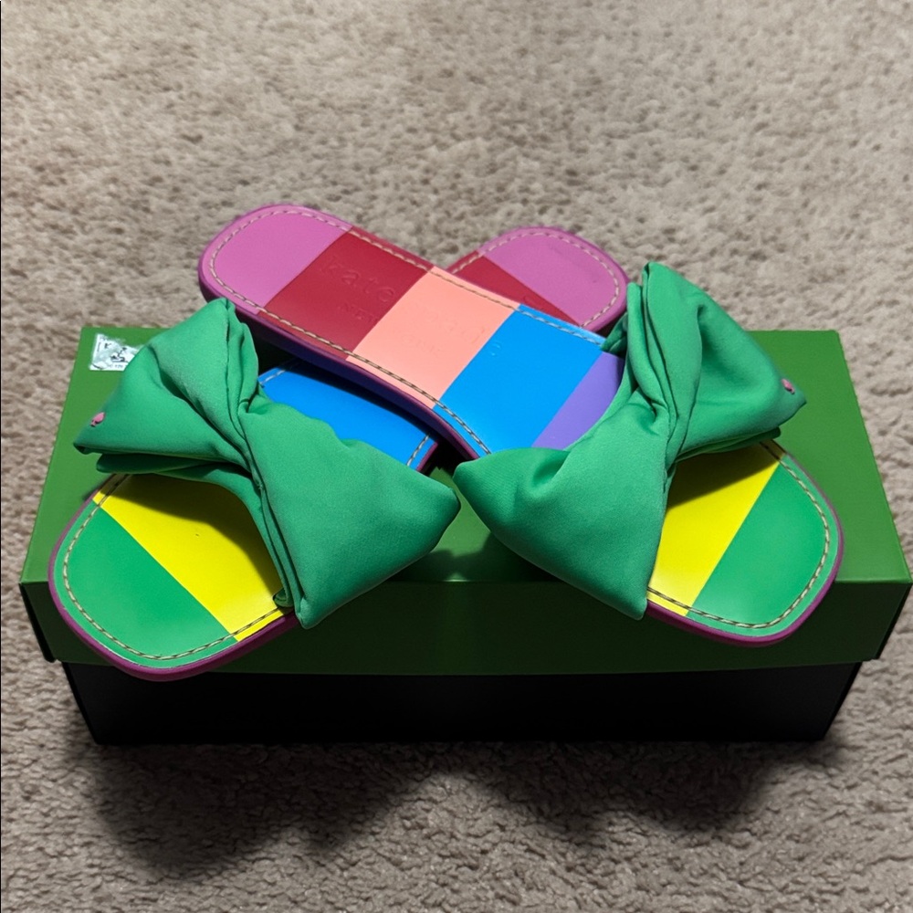 Kate Spade Multicolor Bow Slide Sandals
